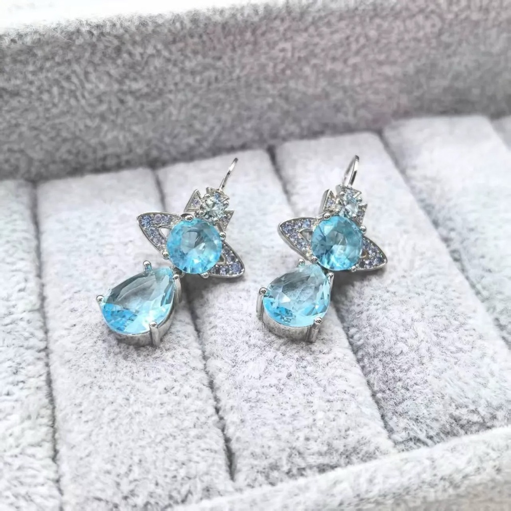Vivienne Westwood Aquamarine Mermaid Tears Earrings